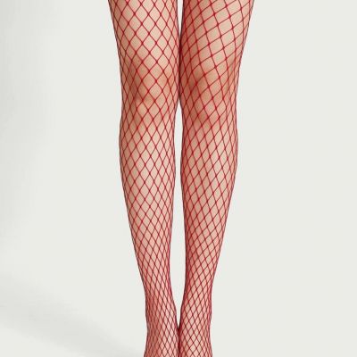 Shein Minimalist Fishnet Tights Red One Size 2 Pairs NIB